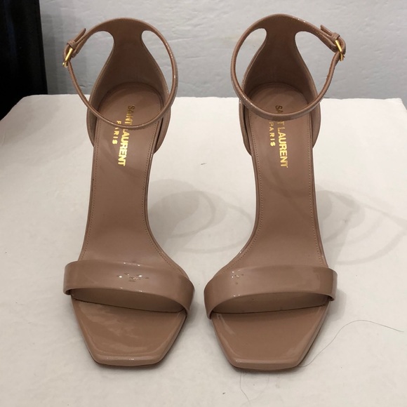 Saint Laurent Shoes - SAINT LAURENT PARIS PATENT LEATHER HEELS SANDAL WOMENS SIZE 38